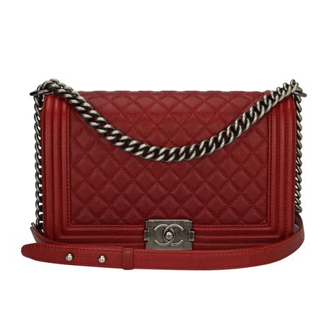 chanel new medium red caviar le boy